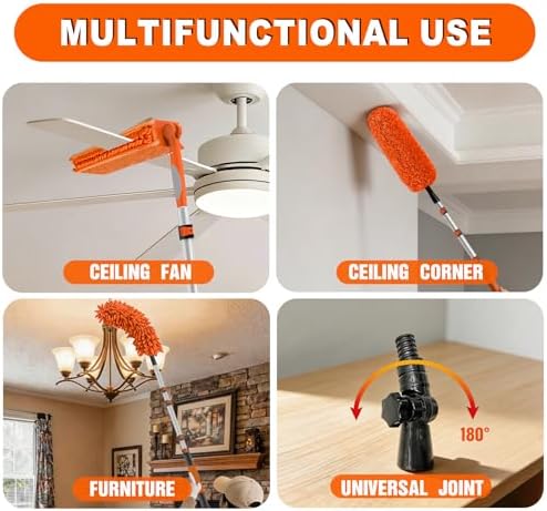 SISIUPASSIE 36FT Reach Ceiling Fan Cleaner Duster, Ceiling Fan Blade Cleaner with Extension Pole, Washable & Replaceable Microfiber Feather Duster Kits - Image 3