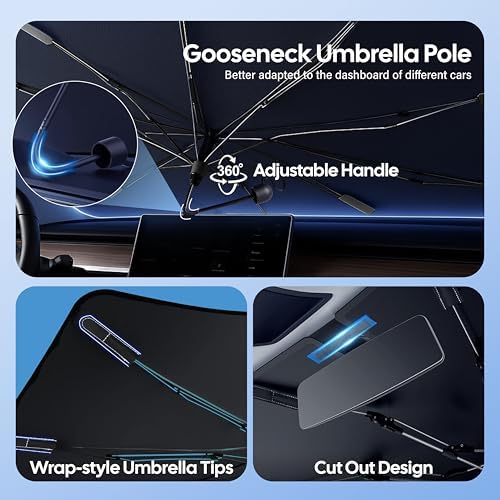 EcoNour Foldable Windshield Sun Shade Window Tint Fit for 2021-2024 2025 2026 Toyota Prius Hatchback Sunshade, Front Car Window Shades Sun Visor, UV Protection, Heat Blocker, Car Accessories - Image 4