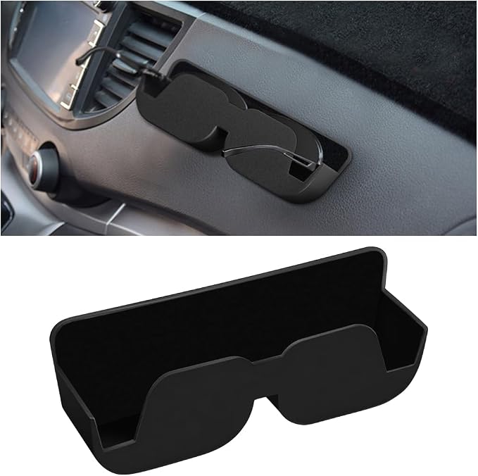 Bittwee Sunglasses Holder for Car Dashboard, Vehicle Eyeglasses Storage Case with Semi-Open Design, Self Adhesive Auto Interior Glasses Organizer Box, Universal for SUV, Truck, RV（Black） by Bittwee