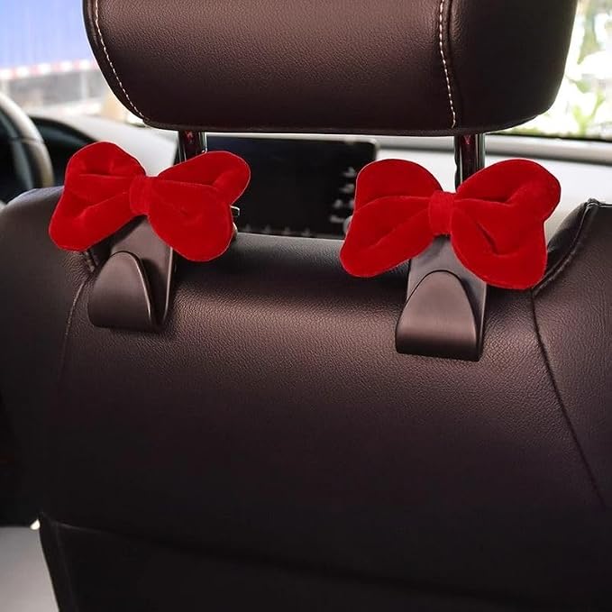 2-Pack Car Purse Hooks for Hanging Purses and Bags(Velvety red) | Cute Bow car seat headrest Hooks for Hanging car Purse Hooks. by Unknown