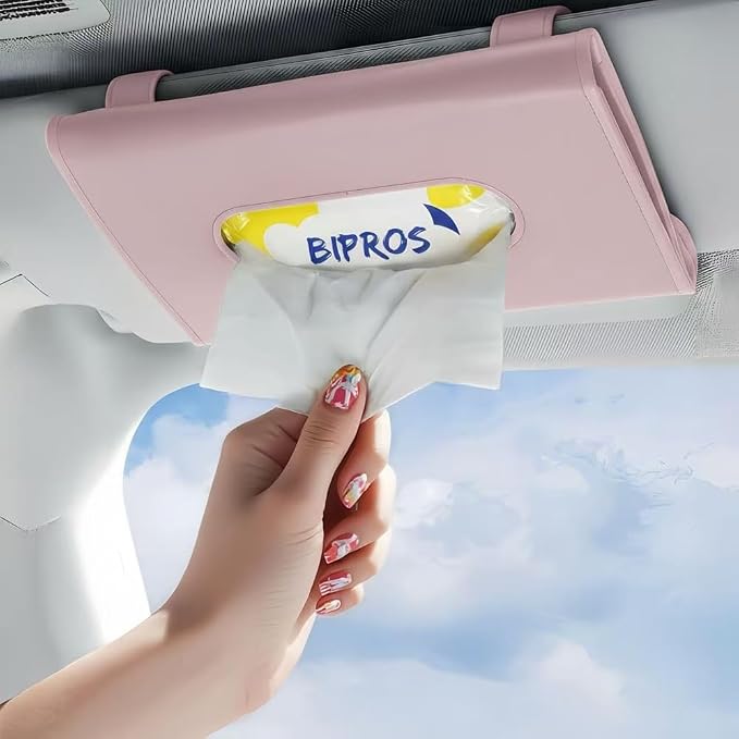 Car Tissue Holder for Visor with Lotion Facial Tissues Included | for Allergy Season & Sensitive Skin,Slim Visor Tissue Holder,Easy-Access Car Napkin Holder for Parents,Commuters & Road Trips by BIPROS
