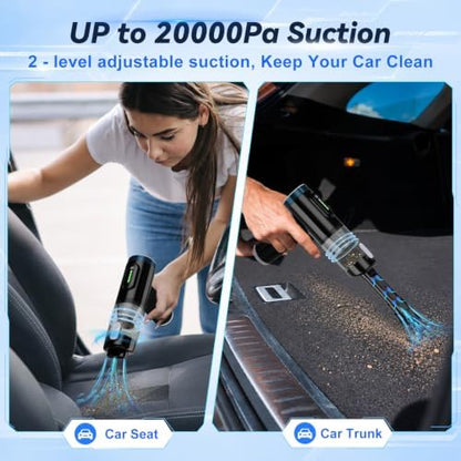Foldable Handheld Cordless Car Vacuum with 20000Pa Suction, Rechargeable Car Vacuum with 2- Speed, Portable Car Cleaner with Multi-Nozzles for Car Interior, Home, Pet Hair, Desk - Image 3