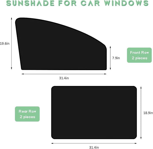 4 PCS Car Window Shades, Magnetic Vehicle Side Window Cover for Light Blocking & UV Protection, Full Blackout Front Rear Windows Privacy Covers for Camping Traveling Napping (Black) - Image 2