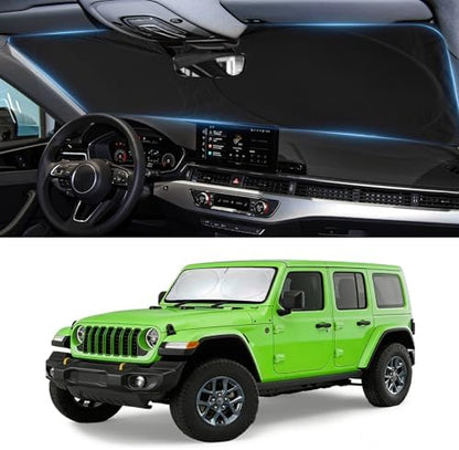 Windshield Sun Shade for 1997-2015 2016 2017 2018 Jeep Wrangler TJ JK JKU by BOODANCARS