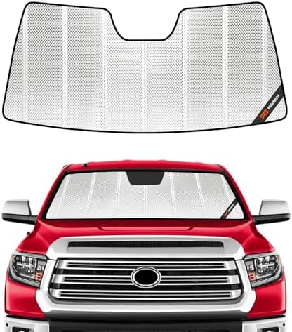 Pigenius Windshield Sun Shade for Toyota Tundra 2014-2021. Reflective Aluminum Film Front Window Sunshade - BLAZBLOCK by Pigenius