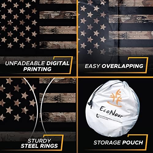 EcoNour Windshield Sun Shade for car & Window Tint – American Flag – UV & Heat Protection for Cars, Interior Cool Trucks, SUVs – Foldable Reflective Sun Visor 240T Windshield (64" x 34") - Image 4