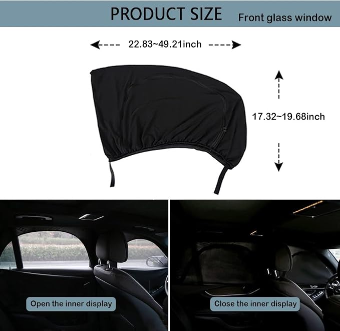 Upgrade Stretchable&Breathable SUV Car Window Shade - Oversize Double Mesh for Heat Shading and Bug&UV Protection - Car Must Have Privacy Shades for Cars,Truck,SUV When Camping (Front window/2pcs) - Image 2