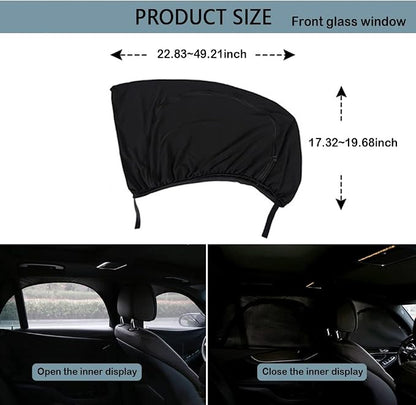 Upgrade Stretchable&Breathable SUV Car Window Shade - Oversize Double Mesh for Heat Shading and Bug&UV Protection - Car Must Have Privacy Shades for Cars,Truck,SUV When Camping (Front window/2pcs) - Image 2