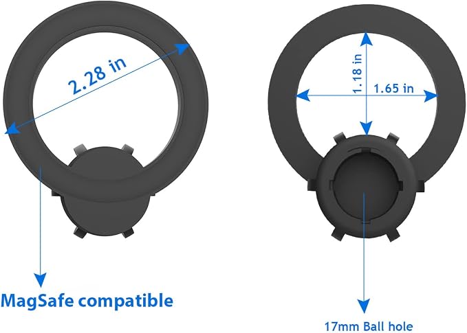 RECO Phone Magnetic Ball Mount Adapter Compatible with MagSafe, 360 Degree Rotate Mout Fit All 17mm/0.67inch Ball Joint Car Phone Holder, Compatible with All Phones - Image 3