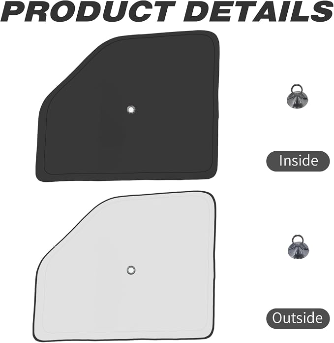 Front Side Window Sun Shade with Suction Cups for 1992-2025 Fo-rd E-Series E-150 E-250 E-350 E-450 Van Motorhome, Foldable Window Sunshade Sun Visor, Side Window Shades Blocks UV Rays Heat - Image 2