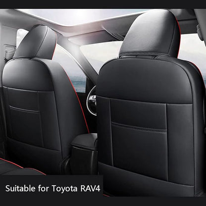CocheFamilia Custom Fit RAV4 Car Seat Covers for Select Toyota RAV4 LE 2013 2014 2015 2016 2017 2018 (NOT for Hybrid) - Full Set, Leather (Black) - Image 3