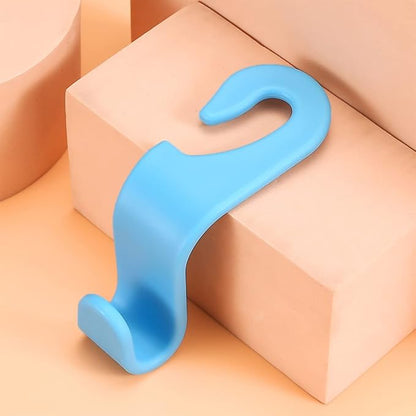 8sanlione 4 Pack Car Headrest Hooks for Vehicle Seats, Light Blue | PP plastic construction, rotating clip design, folds behind the seat, fits matching headrest posts, interior accessory - Image 6