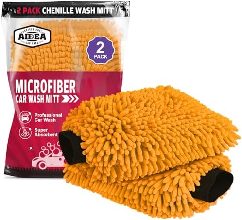 AIDEA Car Wash Mitt Microfiber, 2PK, Car Wash Brush, 7.12''X10.14'' by AIDEAHOME
