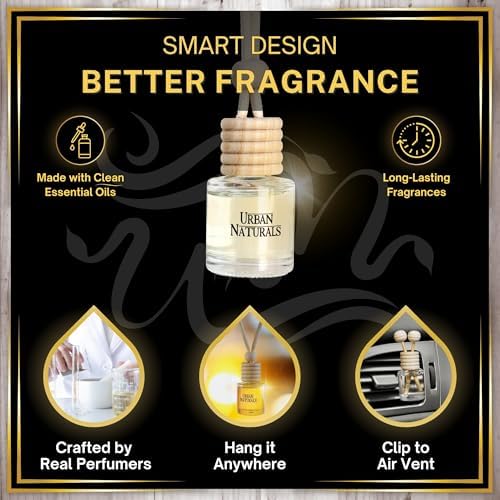 Urban Naturals Car Air Freshener Smoked Vanilla Scent Diffuser, Long Lasting Car Fresheners Made in USA, Odor Eliminating Technology, Hanging Auto Accessories + Vent Clip (1 Pack) - Image 5