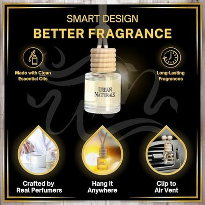 Urban Naturals Car Air Freshener Diffuser 3 Pack - Tropical Breeze Scent, 45+ Days Long Lasting Fragrance, Made in USA, Glass & Wood, Hanging Design + Vent Cip, Easy to Use - Image 5