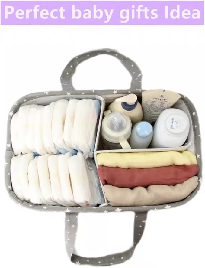 Baby Diaper Caddy Organizer Storage Basket for Girl Boy Shower Gifts Portable Large Nursery Holder Tote for Changing Table or Car Newborn Essentials Baby Registry Must Haves Item… - Image 3