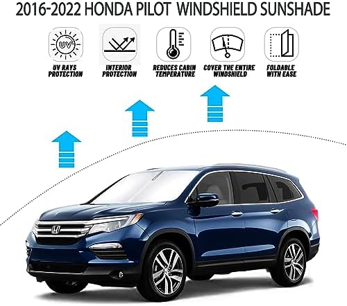 D-Lumina Windshield Sun Shade for 2016-2025 Honda Pilot Accessories, Front Window Sunshade Sun Visor Protector Block UV Rays Heat, Foldable 2 Layers 210T Material - Image 2