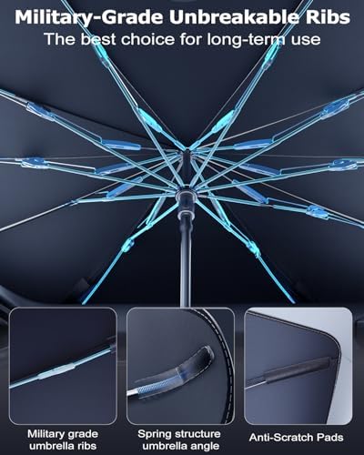 DMJN Umbrella Windshield Sun Shade for Toyota Camry (2011-2026), Car Sunshade for Front Windshield [Nano Ice-Crystal Coatings] UPF50+ Heat & UV Block, Protect Interior & Keep Cooler - Image 6