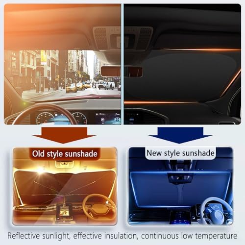 Car Windshield Sun Shade Compatible with Chevrolet 2019-2026 Silverado 1500,Oxford Cloth Sun Shade for Car Windshield with Foldable Design,Windshields Cover Suns Shades with Storage Bag - Image 3