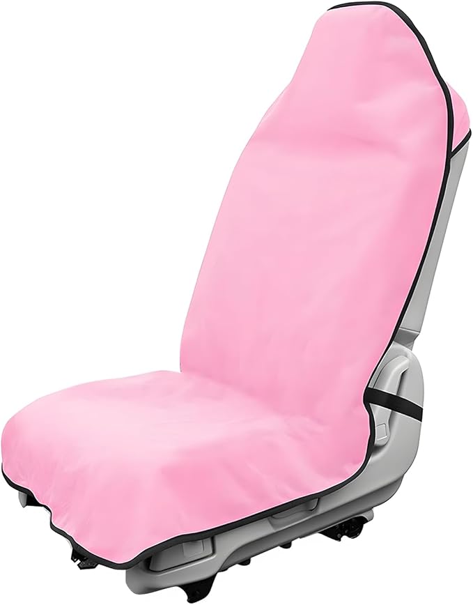 Car Towel Seat Cover, Waterproof Sweating Auto Front Seat Protective Cover, Non-Slip Washable Carseat Protector for Post Gym Workout Running Swimming, Car Accessories (Pink) by Unknown