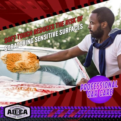 AIDEA Car Wash Mitt Microfiber, 2PK, Car Wash Brush, 7.12''X10.14'' - Image 5