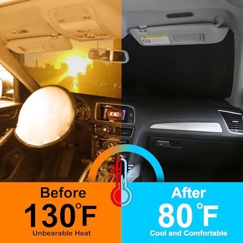 YYCKE Windshield Sun Shade Accessories Compatible with 2014 2015 2016 2017 2018 X5 for BMW Foldable Sunshade Sun Visor Blocks UV - Image 4