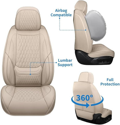 Car Seat Covers Full Set Custom Fit For Lexus NX350 2022-2026, Beige | Lumbar Support, Premium Faux Leather, Breathable, Anti-Slip, Airbag Compatible, Waterproof, Car Seat Protectors, 2 Row-5Seat - Image 6