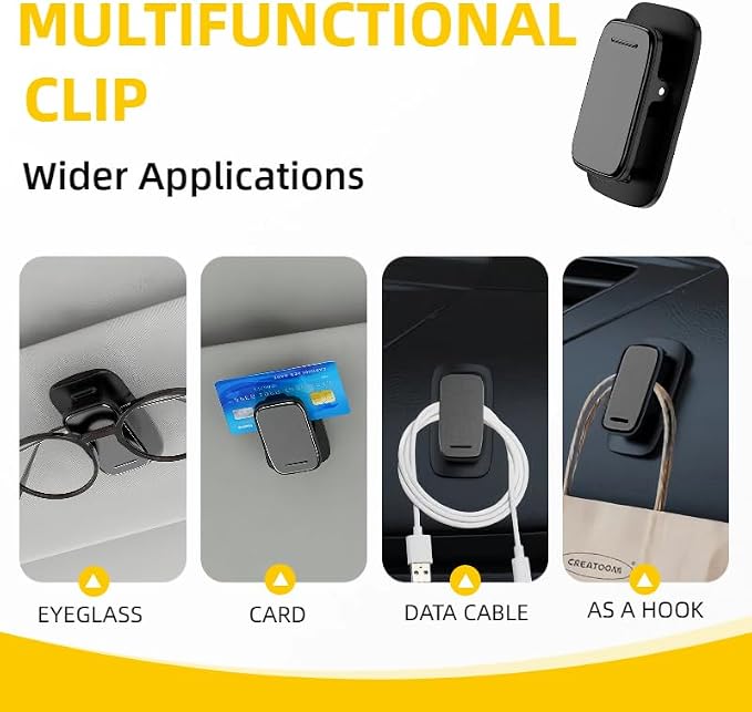 Tumecos Car Glasses Clip Sunglasses Holder Clip Glasses Box Sunglasses Clip Card Glasses Accessory Ticket Card Clip (Black 1) - Image 3