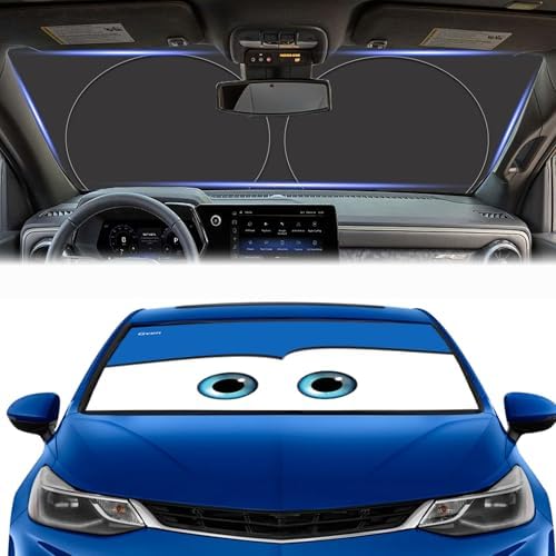 Gven Windshield Sun Shade Universal Fit for Car Window Sunshades Cover Automotive Interior Sun Protector Accessories for Compact& Midsize Sedan,Com& Subcompact SUV,Small Pickup,Wagon(Blue, S) by Gven