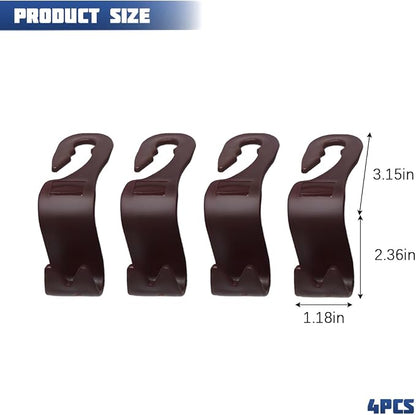 Car Seat Headrest Hook, 4PCS Vehicle Seat Back Storage Hanger for Handbag Purse Grocery, Automotive Interior Organization Holder Hook, Universal for SUV, Truck, RV (Brown) - Image 2