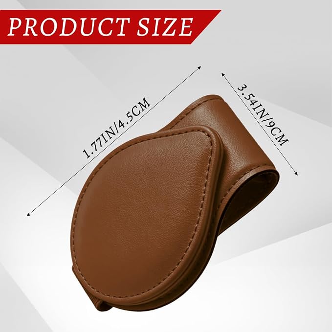 Sunglasses Holders for Car Visor, PU Leather Car Organizer, Magnetic Glasses Holder and Ticket Card Clip, Multi-Functional Auto Sun Visor Eyeglass Holder for Most Vehicles (Brown) - Image 2