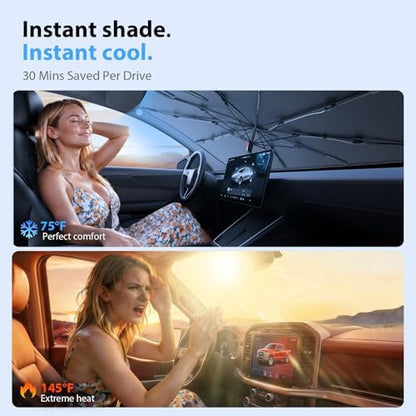 2026 Upgraded Windshield Sun Shade Umbrella for Chevrolet Colorado [Precision Custom Fit, Superior UV & Heat Block] Cooling Tech Fabric, Durable Foldable with Storage Bag, Fits 2004-2012, 2015-2026 - Image 3
