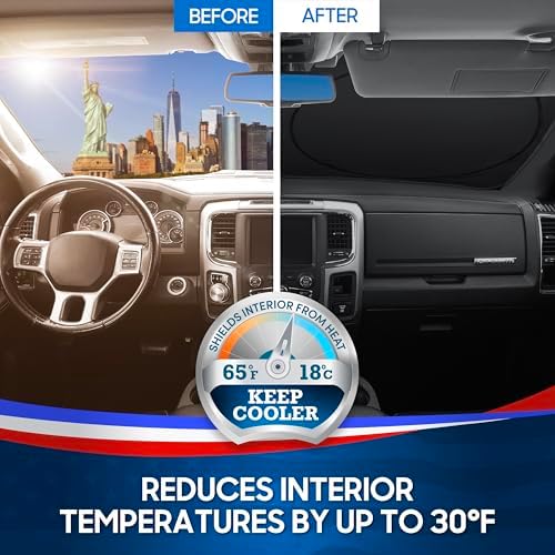 BDK Statue of Liberty Washington Monument Windshield Sun Shade America 250 Pop Up Patriotic Car Sunshade Split Design UV Protection Heat Blocker Foldable Cover Truck SUV 4th of July Memorial Day - Image 4
