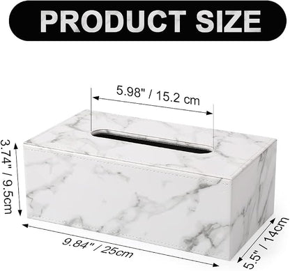 KINGFOM Rectangular PU Leather Tissue Box Cover - Facial Tissue Paper Napkin Holder for Bathroom, Home, Office, Car Automotive Decoration with Magnetic Bottom(Gray Marble) - Image 2