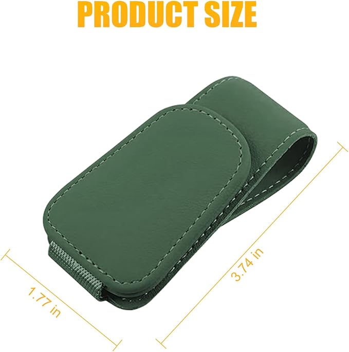 AICEL 2PCS Sunglasses Holders for Car Sun Visor, Magnetic Clip, Green | Leather Eyeglasses Hanger Mounter, Magnetic Glasses Holder and Ticket Card Clip, Car Accessories, Universal Fit - Image 2