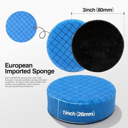 9Pcs Buffing Polishing Pads Kit, 3 Inch Buffing Pads, Sponge & Woolen Pads with M14 Drill Adapter & Backing Plate for Car Care, Polishing, Washing, Cleaning, Waxing - Image 3