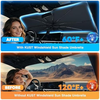 KUST Windshield Sun Shade Umbrella for Ford Maverick 2022-2026 | Custom Fit Windshield Sunshade | Foldable Sunshade with Bendable Handle | Blocks Heat & UV Rays Keep Car Cool Sunshield - Image 3