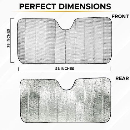 EcoNour Accordion Car Windshield Sun Shade (Gray) | Foldable Car Window Shades for UV Protection & Heat Block | Keeps Interior Cool | Sun Blocker for Front Window | 58 x 28 Inches - Image 3