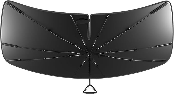 Pigenius Windshield Sun Shade Umbrella for Porsche Cayenne 2004-2018. Foldable Umbrella Sunshade with Silver Heat Shield to Keep Cool by Pigenius