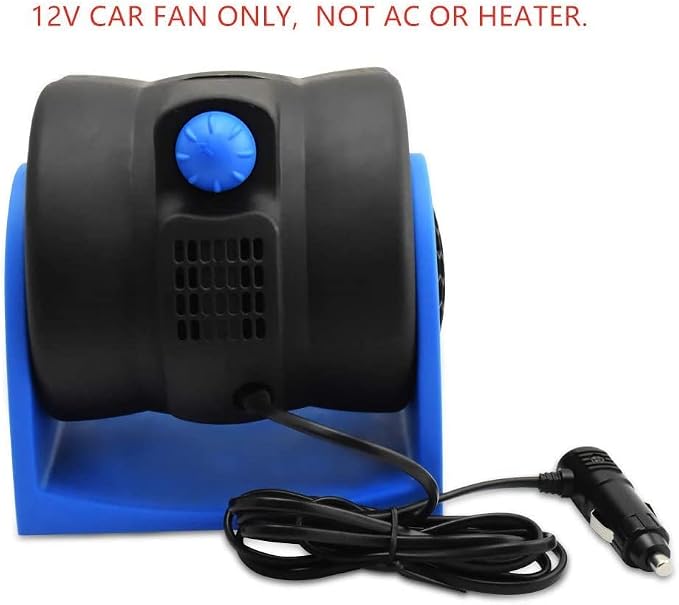 KAGOR 12V Car Dash Fan, No Leaf Quiet Cooling, Powerful RV Ventilation, Squirrel Cage, 2 Speed Electric Air Conditioner with Cigarette Lighter Plug for Auto SUV Vehicle Van - Image 5