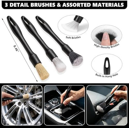 21PCS Car Detailing Kit Interior Cleaner - with Handheld Car Vacuum, Windshield Cleaning Tool, Detailing Brushes, Car Cleaning Supplies Kit for Women Men (Black) - Image 5