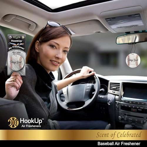 Baseball Car Air Freshener by HookUp - 10 Pack - Black Gold Scent (Extra Strong) | Unique Baseball Gift for Players, Coach, Fans | Hanging Car Accessory with Long Lasting Fresheners Smell - Image 5