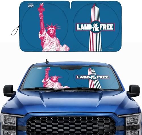 BDK Statue of Liberty Washington Monument Windshield Sun Shade America 250 Pop Up Patriotic Car Sunshade Split Design UV Protection Heat Blocker Foldable Cover Truck SUV 4th of July Memorial Day by BDK