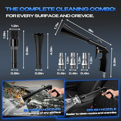 Car Cleaning Gun Detailing Interior Dryer Air Blow Gun, High Pressure Blower Gun, Car Detailing Kit Interior Cleaner, Car Detailing Tools for Car Quickly Blasts Dirt and Dust Works with Air - Image 4