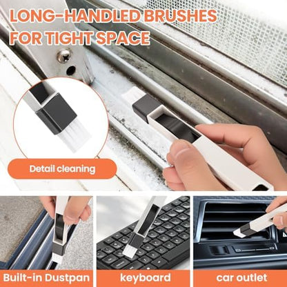 12pcs Window Track Cleaner Tool Set, Window Sill & Groove Cleaning Brushes with Hard Bristle Crevice Brush and Debris Pliers for Sliding Door Rails, Shower Door Tracks, Kitchen & Bathroom Gaps - Image 5