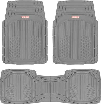 Motor Trend FlexToughXL Floor Mats for Cars Full Set, All-Weather Rubber Automotive Floor Mats, Waterproof Heavy Duty Car Mats, Flexible Floor Liners for Car Truck Van SUV, Car Floor Mats (Gray) by MotorTrend