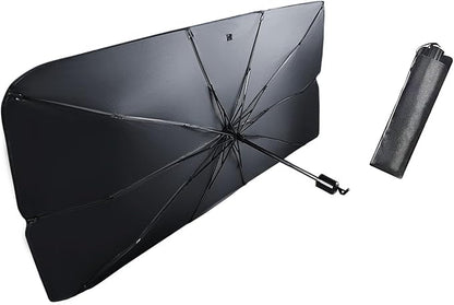leechio 1 PC Windshield Sun Shade Umbrella, Sun Protection and Heat Insulation Front Windscreen Umbrella Sunshade, 54.3" x 29.5" Foldable Retractable Heat Insulation Protection, for Most Cars (Silver) by Unknown