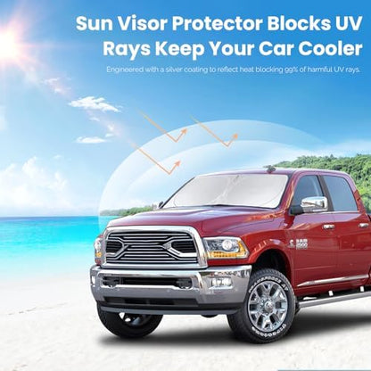 Windshield Sun Shade for 2010-2026 Dodge RAM 1500 2500 3500 Sun Visor - Image 5
