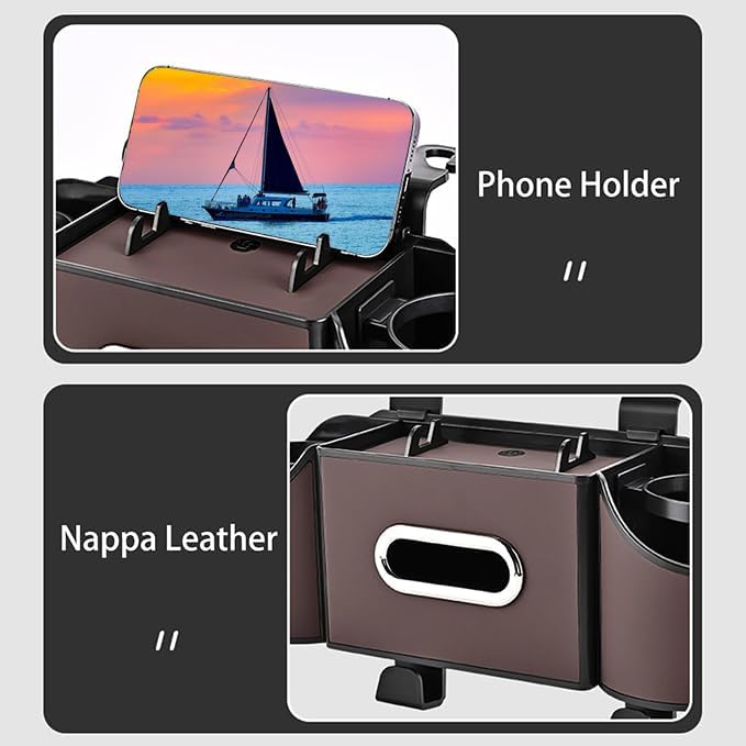 Back Seat Car Organizer,4 in 1 Multifunctional Car Back Seat Storage Box with Drink Cup Holder Tissue Box, for Hold Phone,Snacks, Drinks, Handbag - Image 7