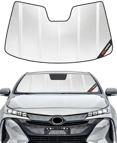 Pigenius Windshield Sun Shade for Toyota Prius 2016-2022, Toyota Prius Prime 2017-2022. Reflective Aluminum Film Front Window Sunshade - BLAZBLOCK by Pigenius